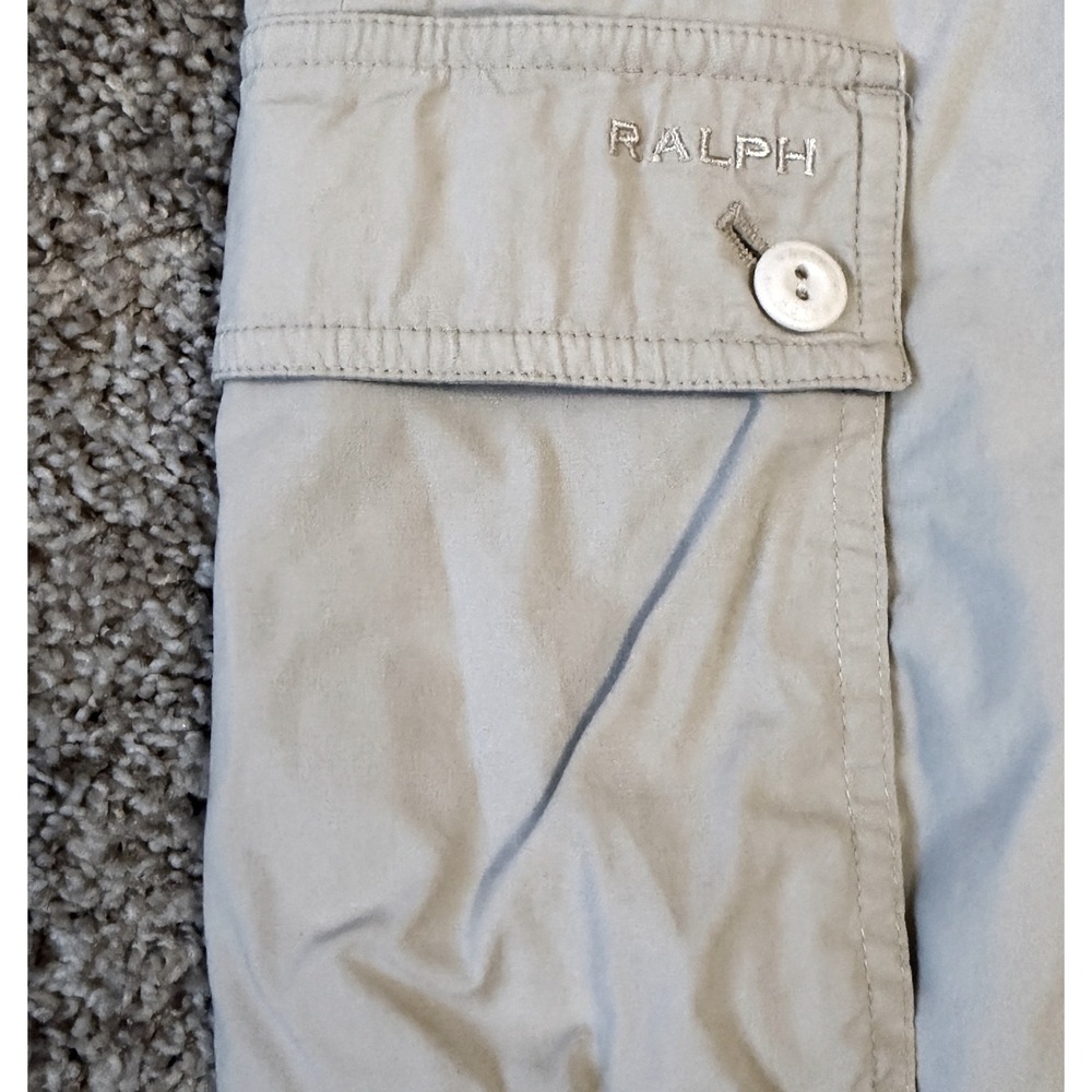Ralph Lauren Cargo Crop Pants womens Sz 2 Tan Khaki Fair Condition Utility Cinch - Picture 6 of 10